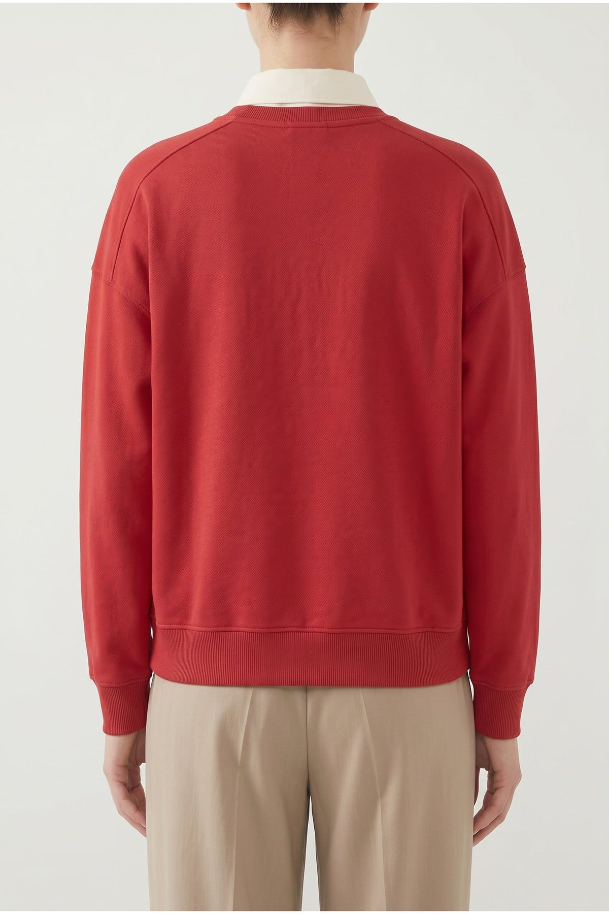 Women's Red Relaxed Cotton Sweater