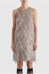 Brunello Cucinelli Women's Beige Sleeveless Shift Dress