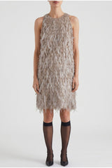 Brunello Cucinelli Women's Beige Sleeveless Shift Dress