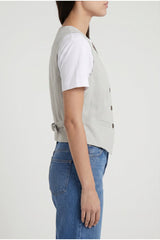 Women's Light Grey Linen Blend Vest