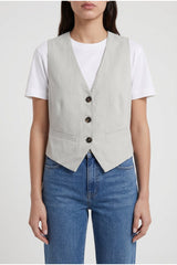 Women's Light Grey Linen Blend Vest