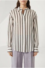 Women's White Striped Relaxed Shirt