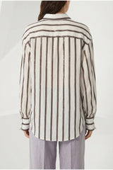 Women's White Striped Relaxed Shirt
