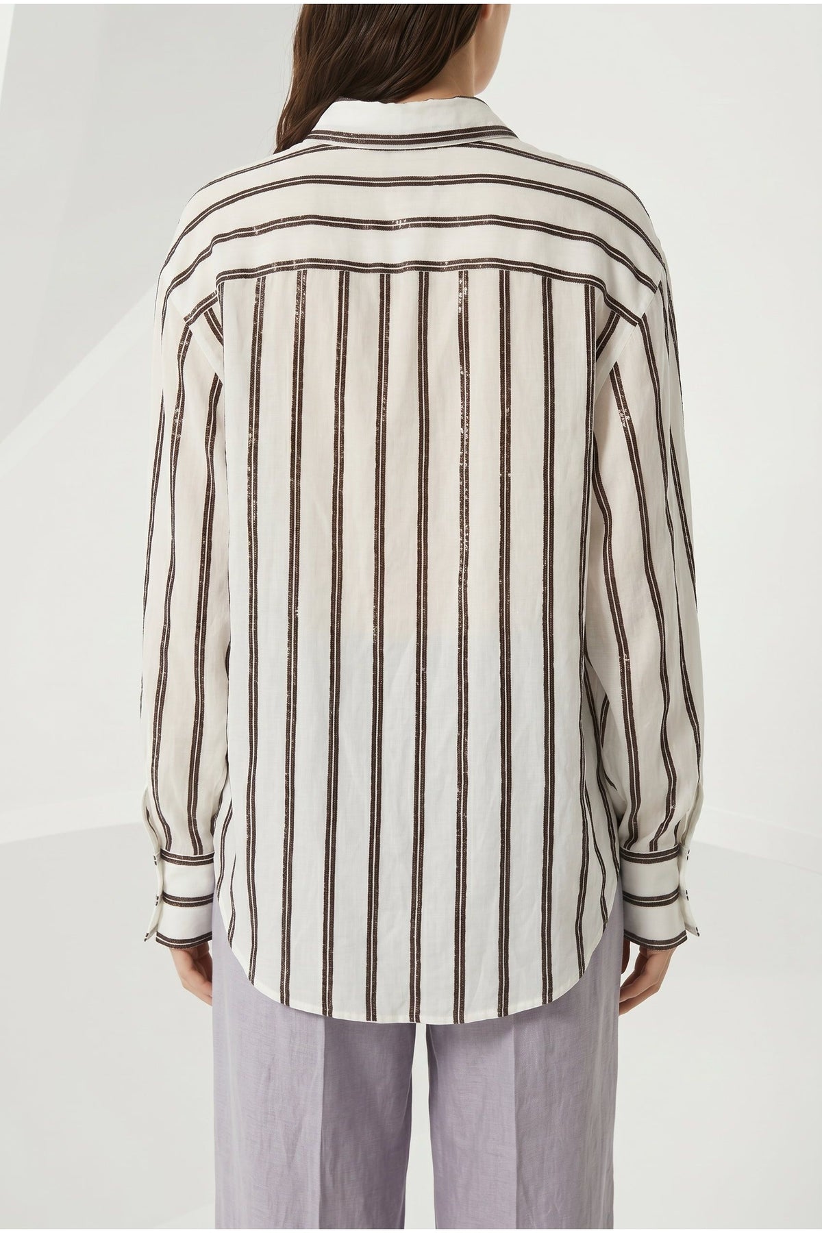 Women's White Striped Relaxed Shirt