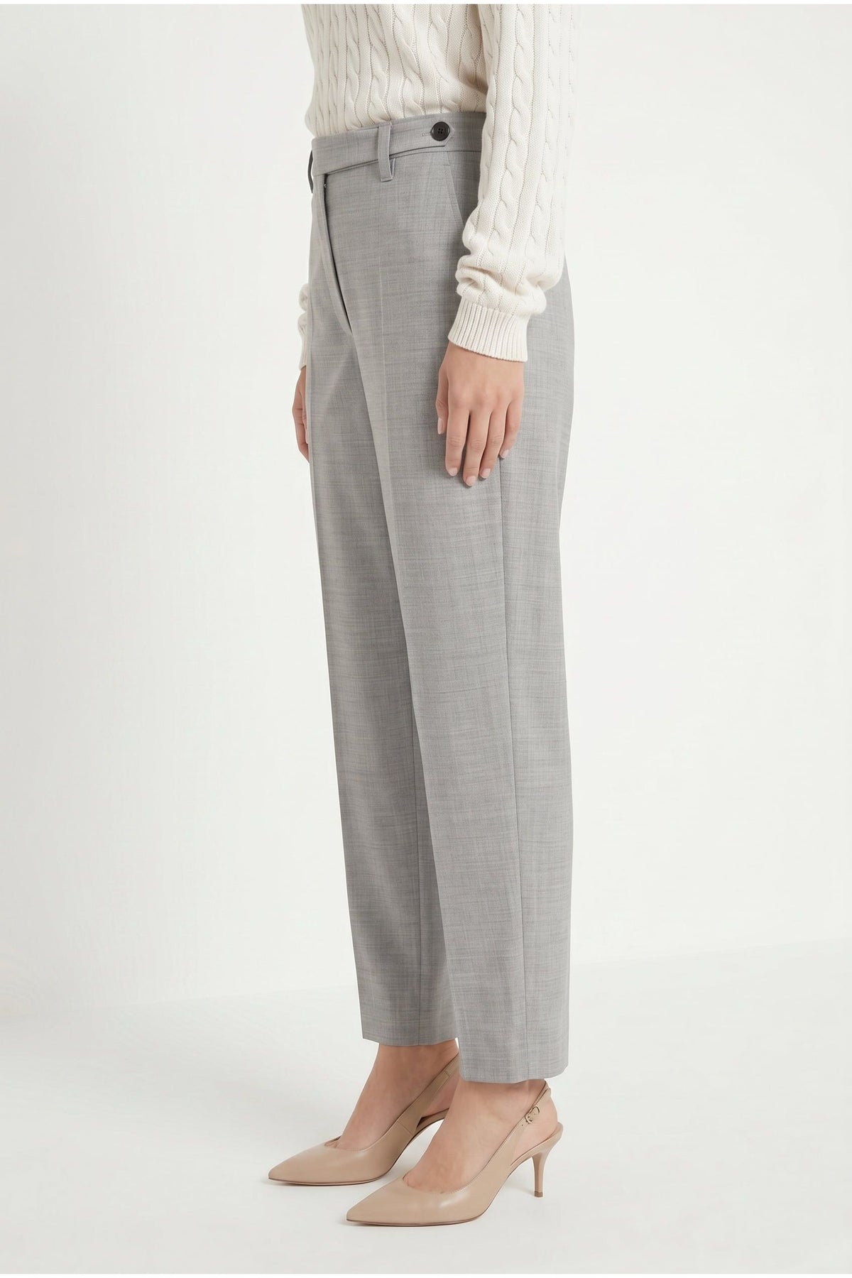 Women's Light Grey Wool Trousers