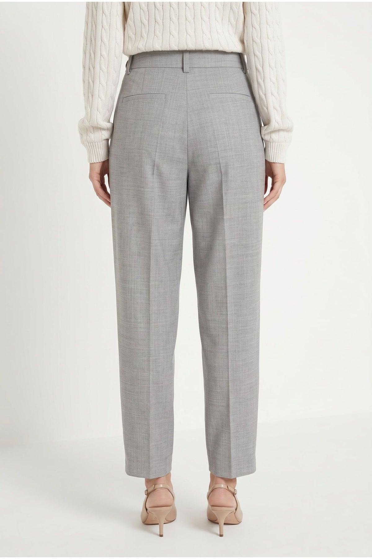 Women's Light Grey Wool Trousers