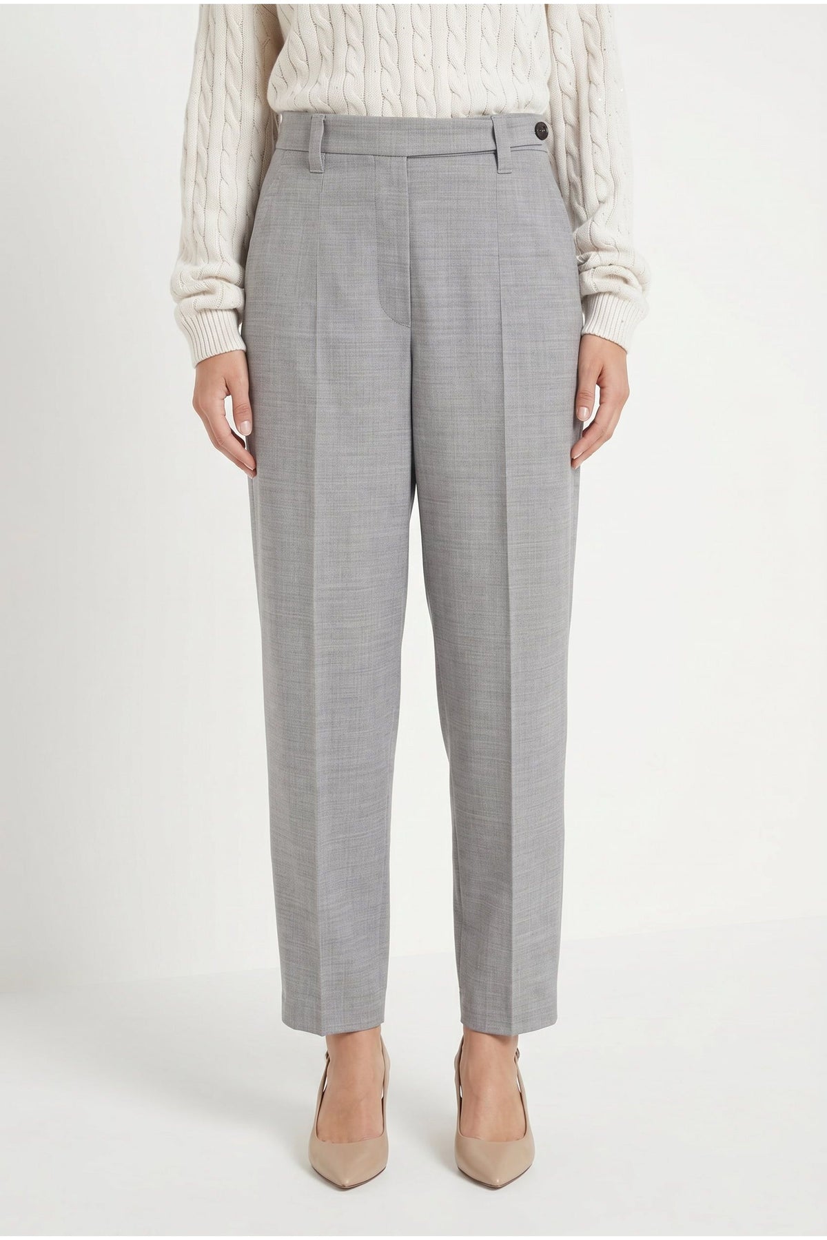 Women's Light Grey Wool Trousers