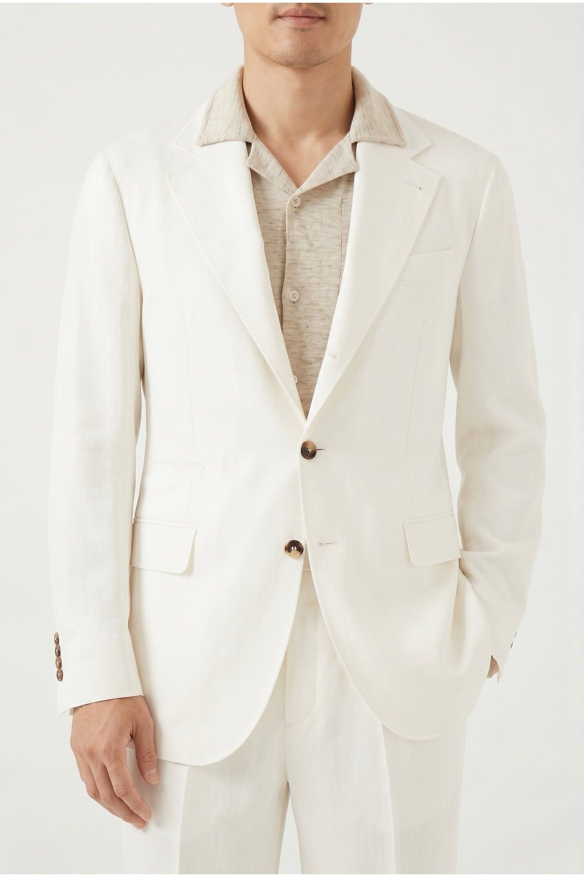 Men's Off White Silk Blazer