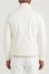 Men's Off White Leather Biker Jacket