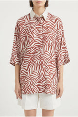 Women's Red Silk Blend Oversized Shirt