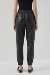 Women's Black Leather Relaxed Trousers