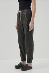 Women's Black Leather Relaxed Trousers