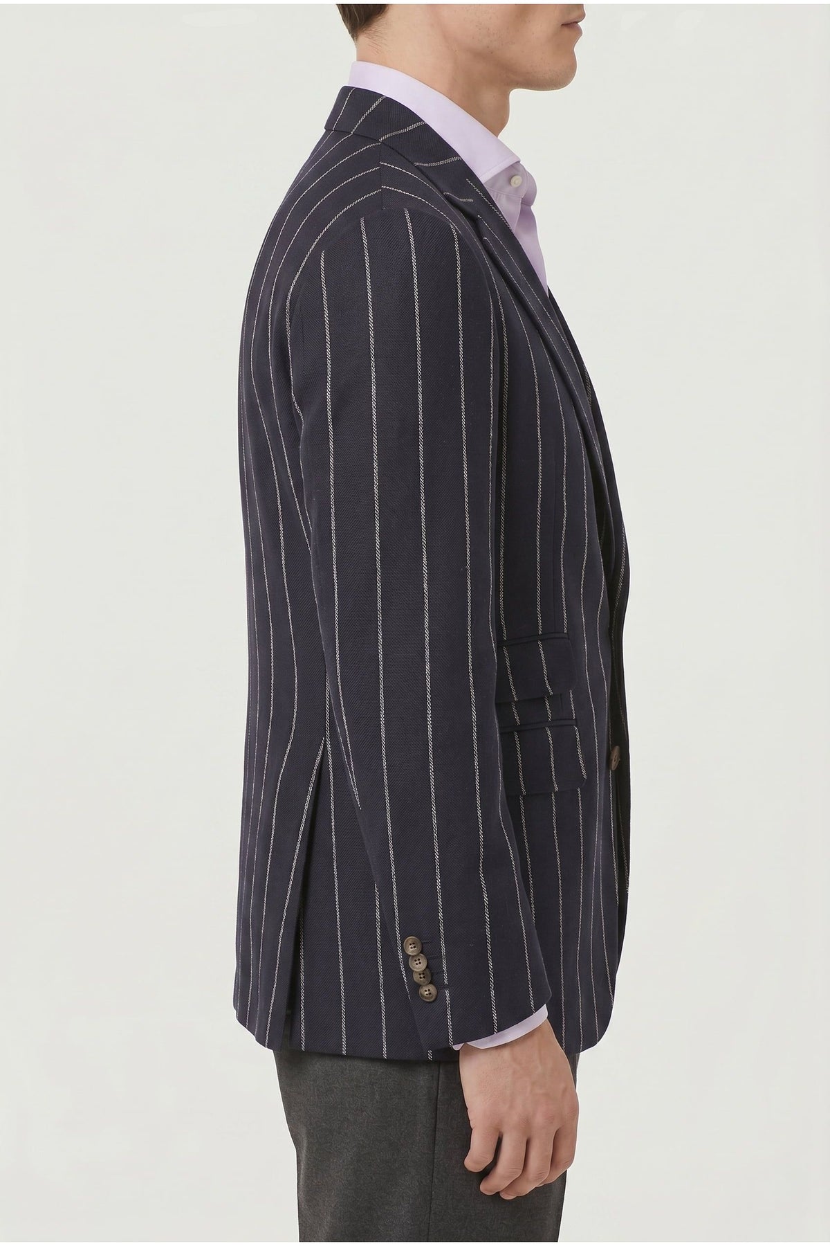 Men's Navy Striped Tailored Blazer