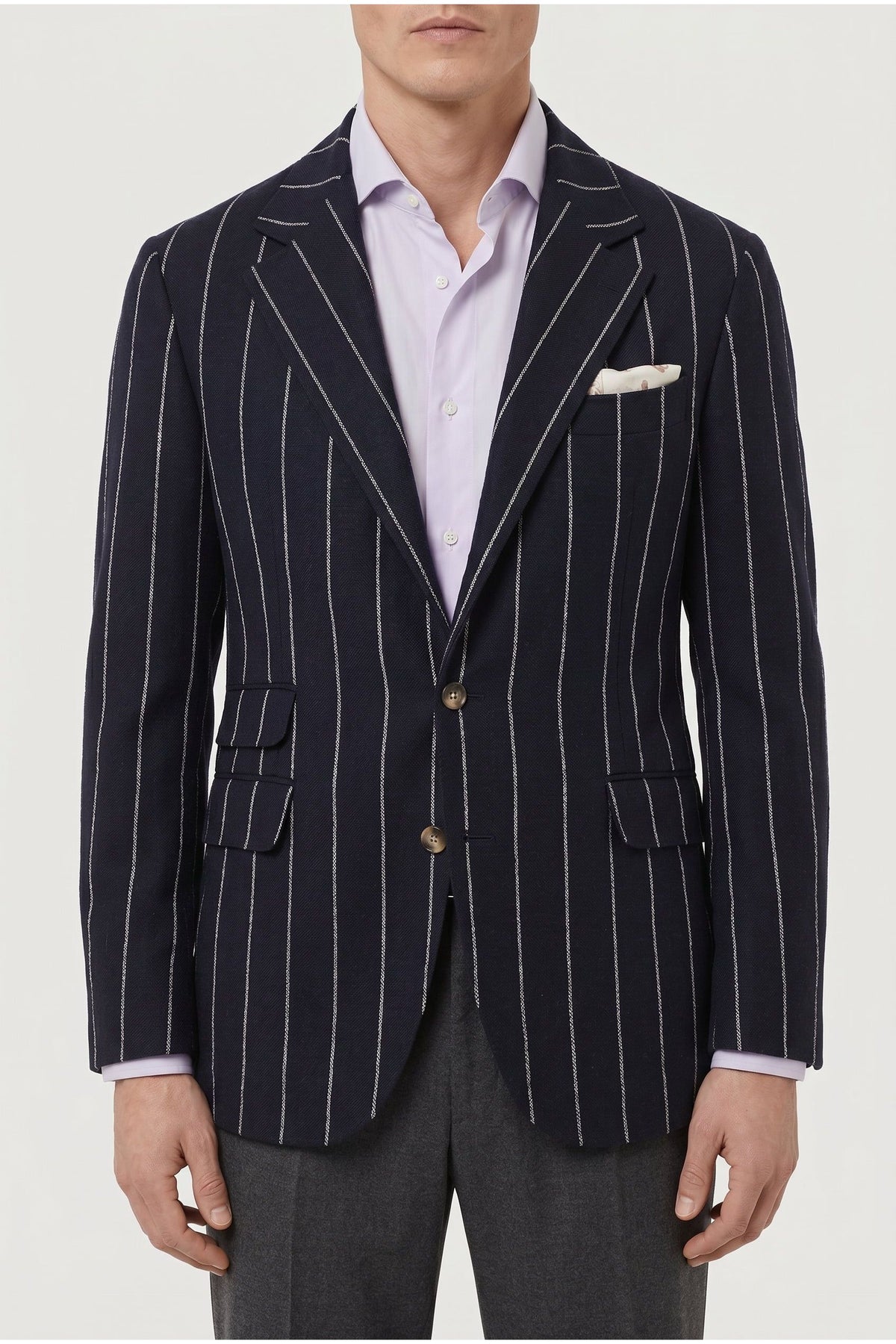Men's Navy Striped Tailored Blazer