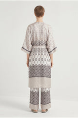 Women's Beige Patterned Silk Shirt
