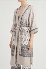 Women's Beige Patterned Silk Shirt
