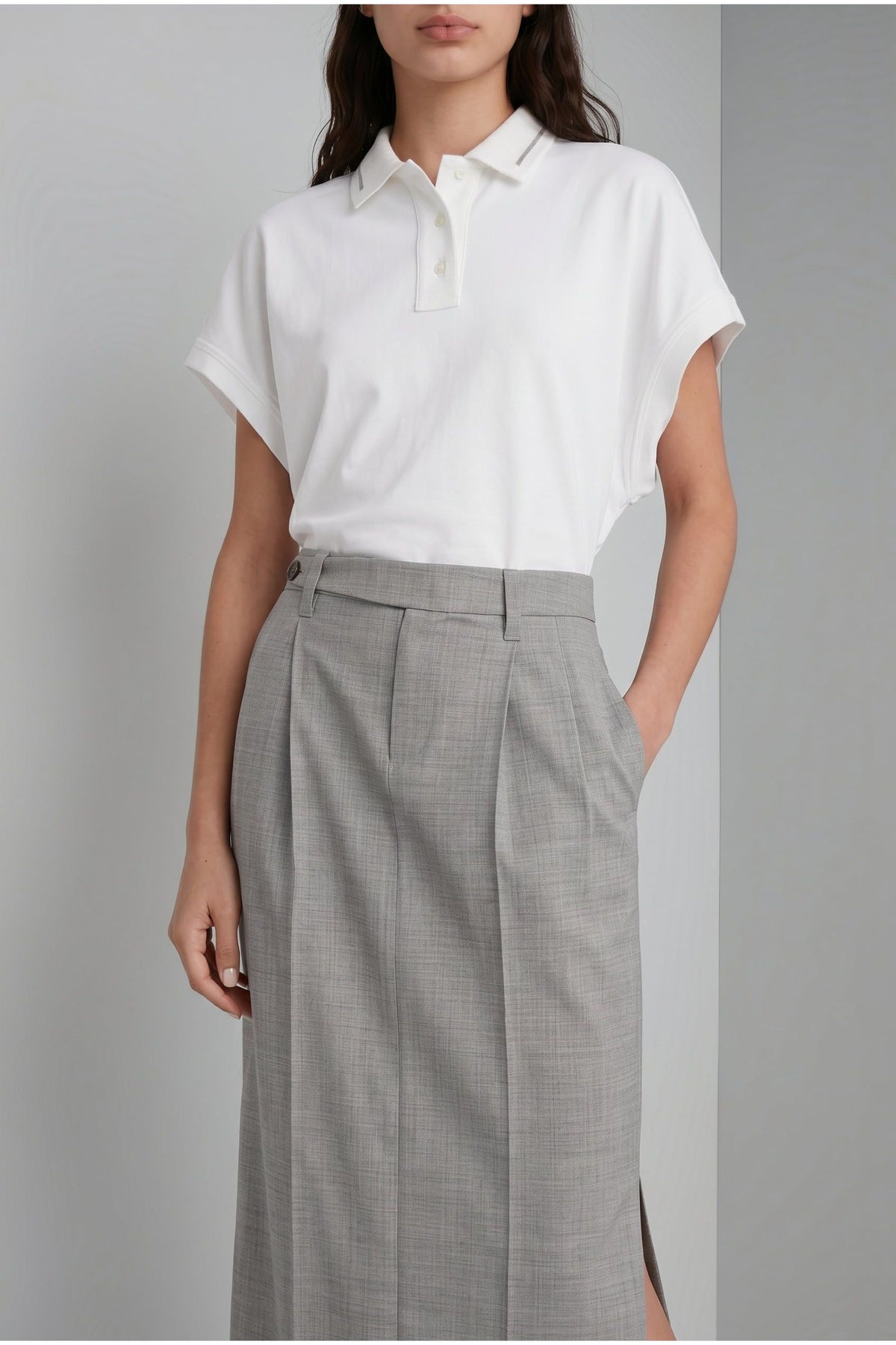 Women's Light Grey Wool Skirt