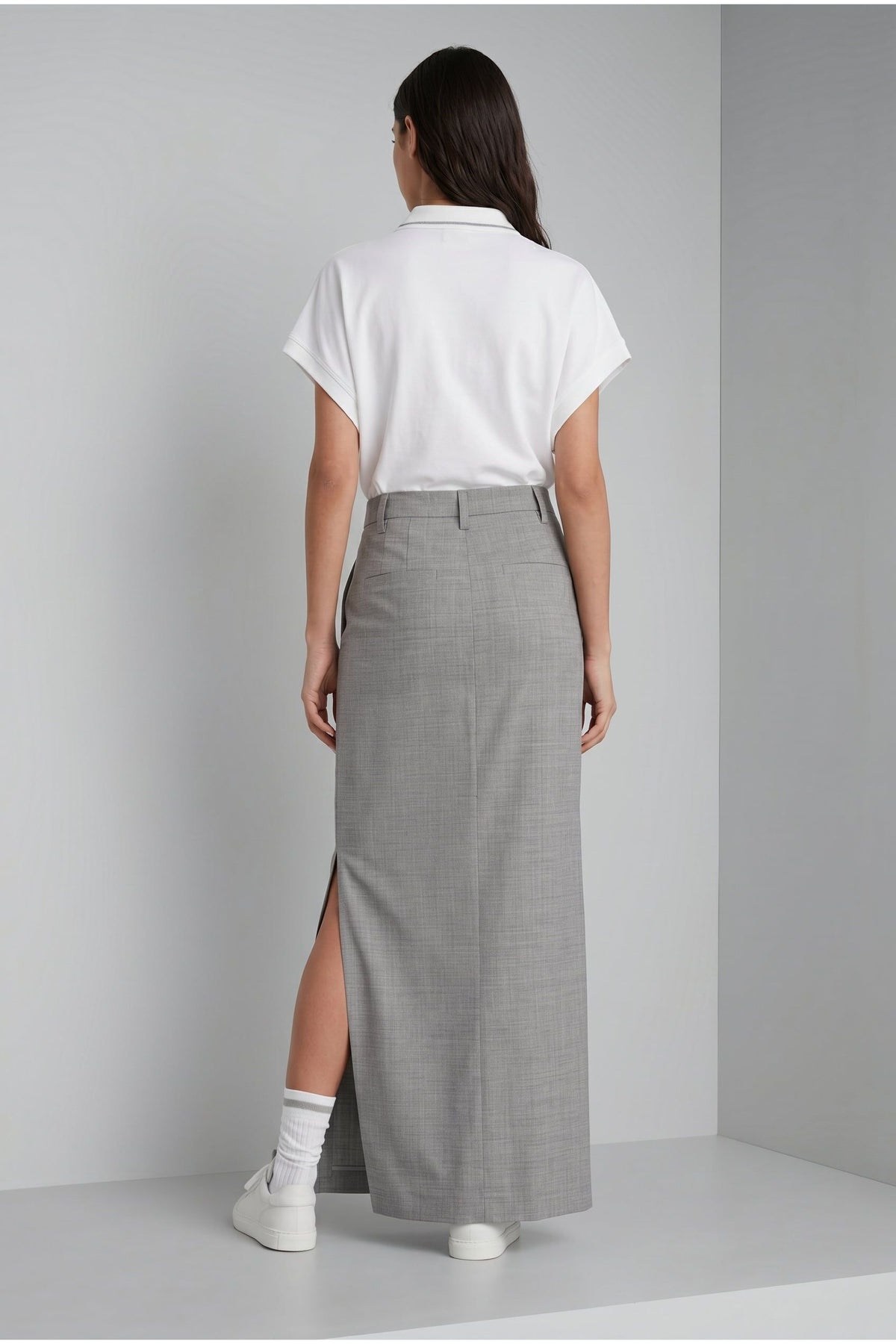 Women's Light Grey Wool Skirt
