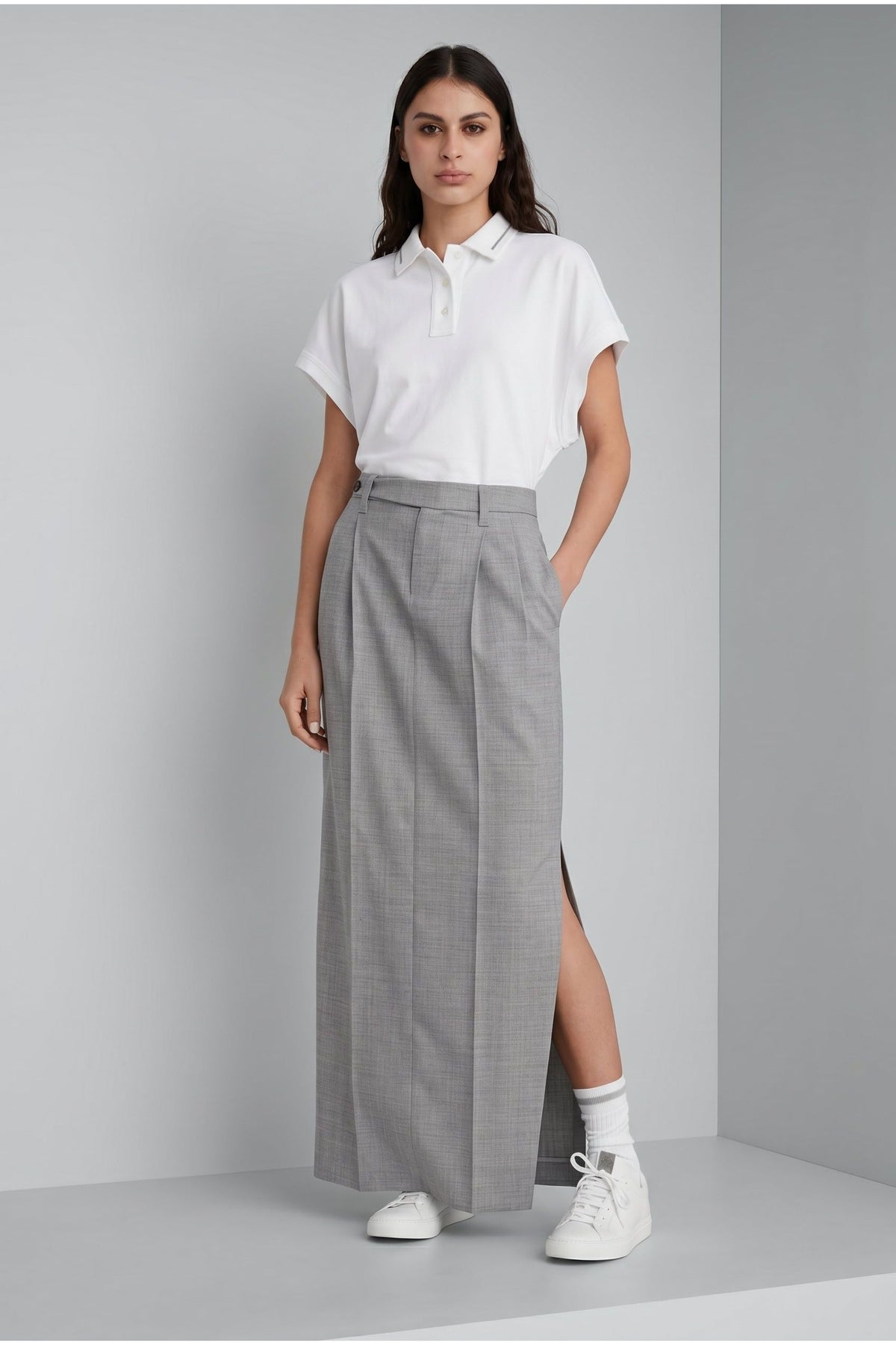 Women's Light Grey Wool Skirt