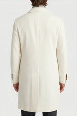 Men's Off White Wool Tailored Coat