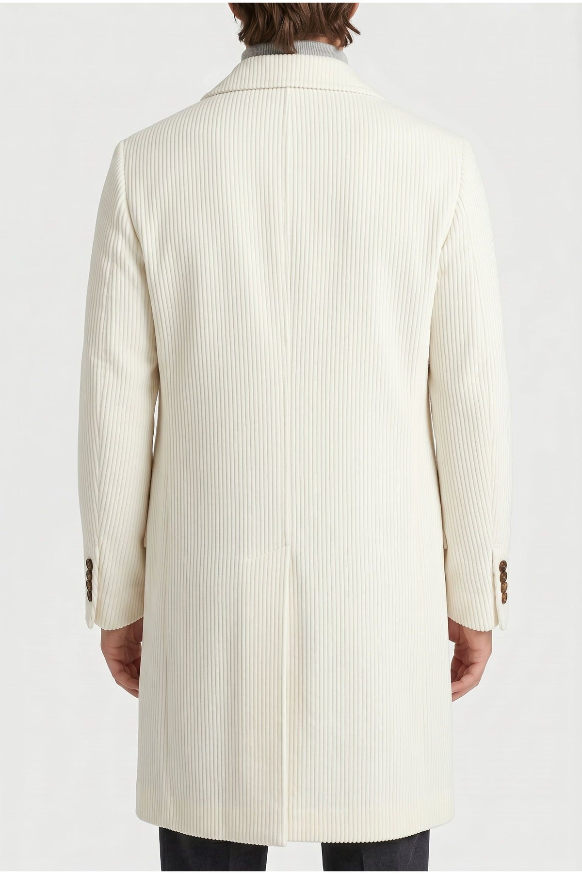Men's Off White Wool Tailored Coat