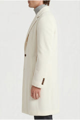 Men's Off White Wool Tailored Coat