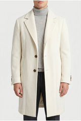Men's Off White Wool Tailored Coat