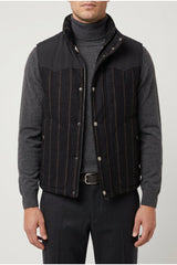 Men's Black Striped Wool Vest