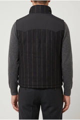 Men's Black Striped Wool Vest