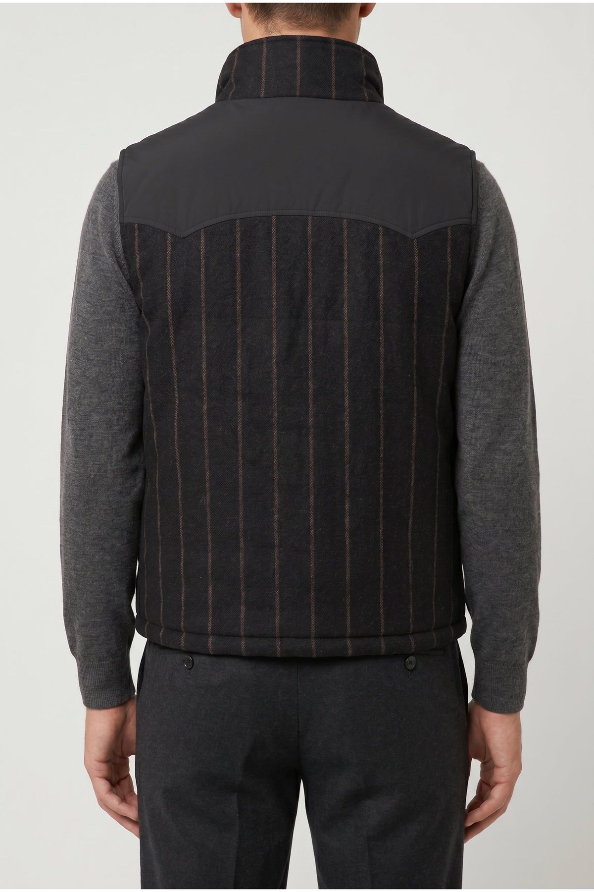 Men's Black Striped Wool Vest