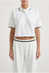 Women's White Cropped Polo Shirt