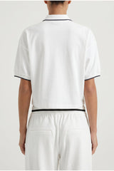 Women's White Cropped Polo Shirt