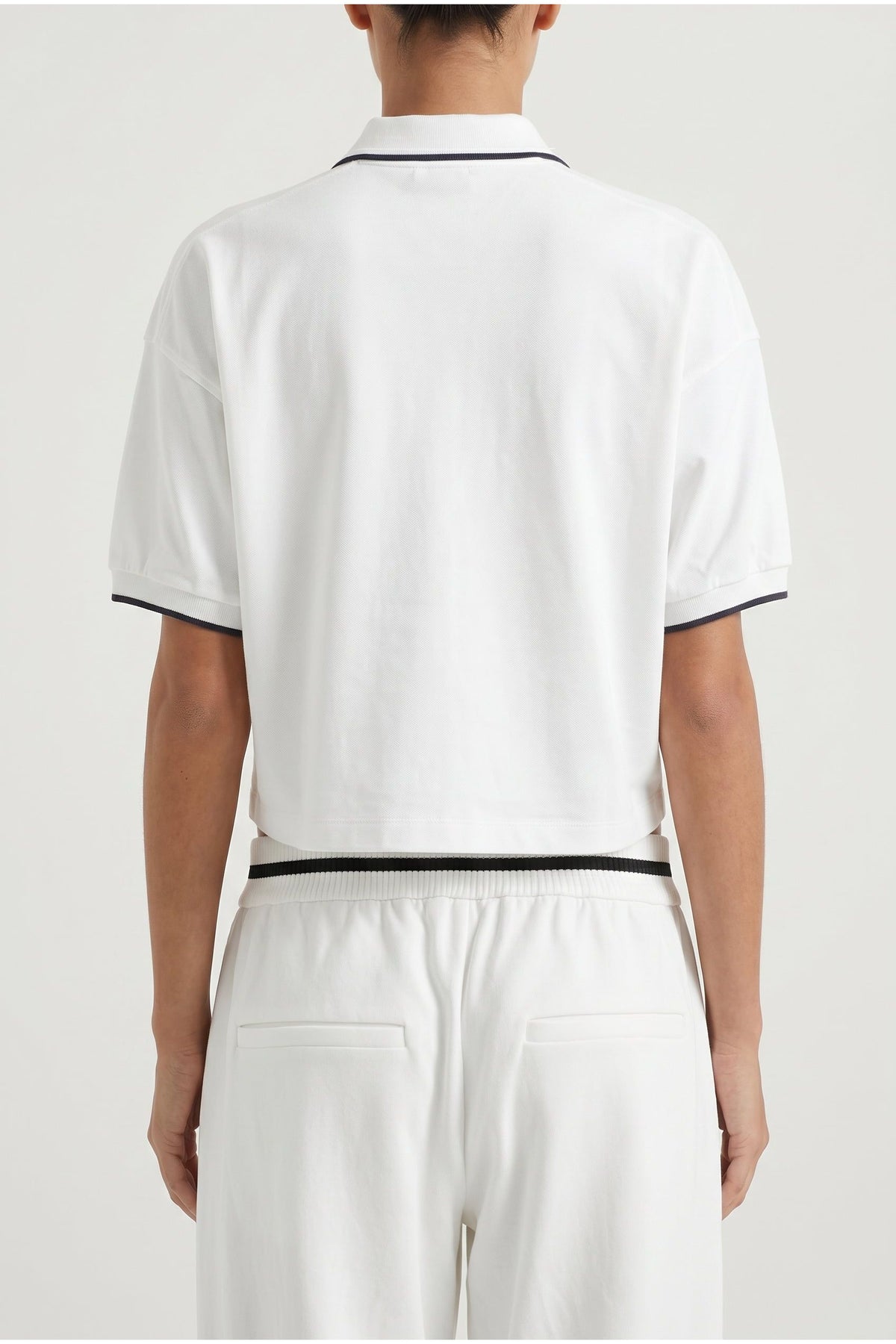 Women's White Cropped Polo Shirt