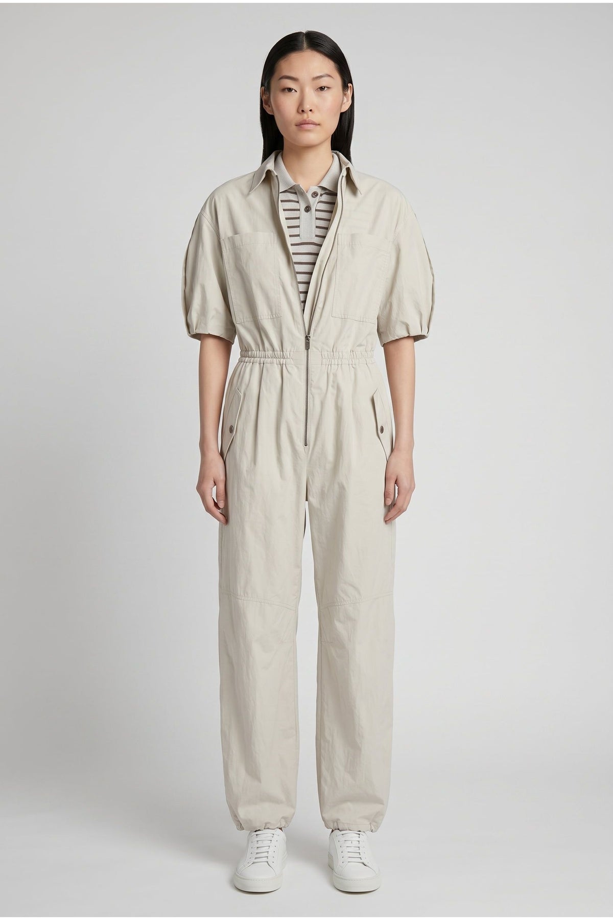 Women's Light Beige Relaxed Jumpsuit