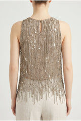 Brunello Cucinelli Women's Gold Sleeveless Embellished Top
