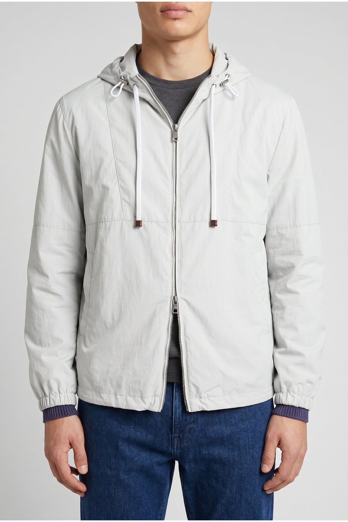 Men's Light Grey Hooded Jacket