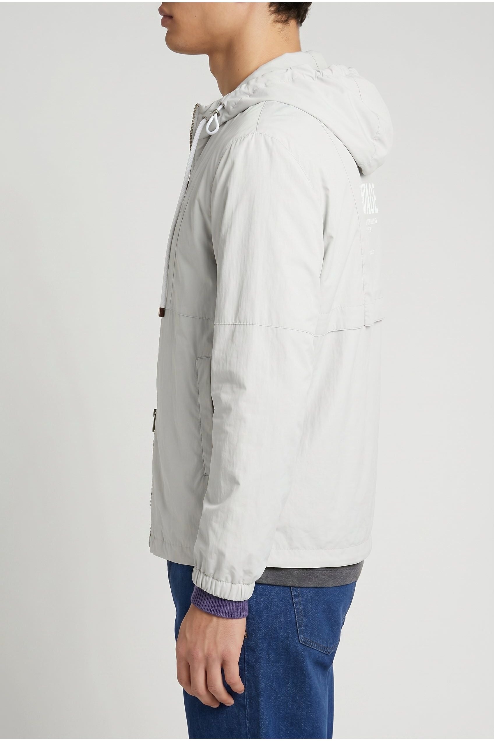 Men's Light Grey Hooded Jacket