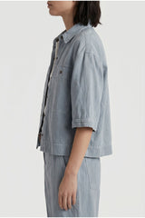 Brunello Cucinelli Women's Light Blue Linen Blend Shirt