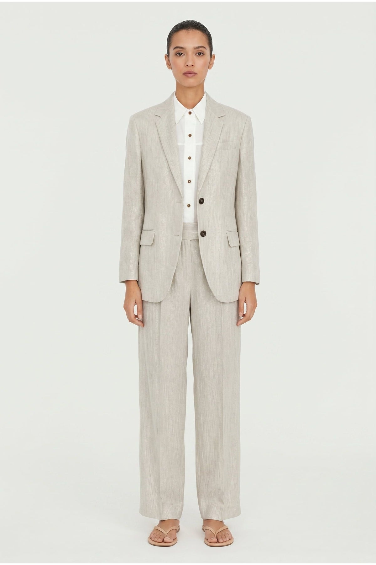 Women's Light Beige Linen Suit