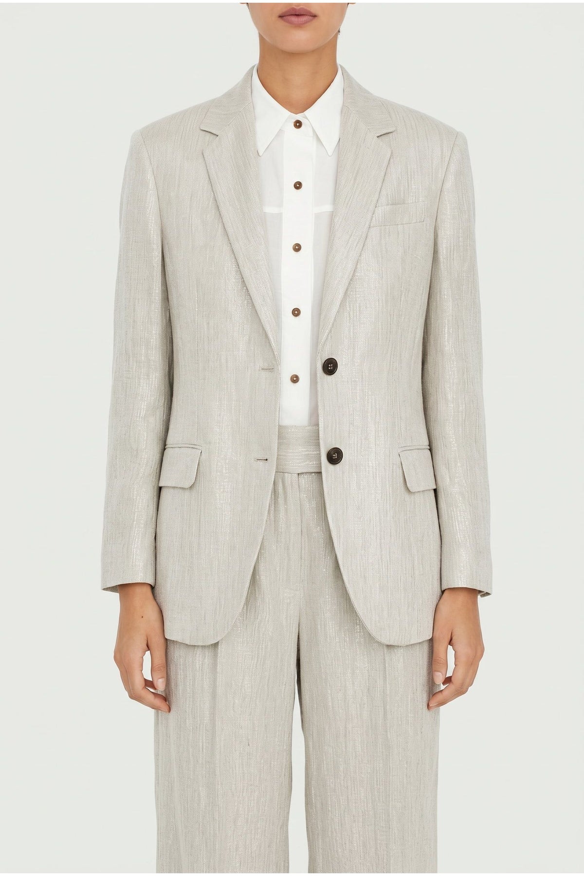 Women's Light Beige Linen Suit