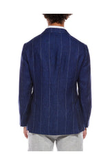 Men's Indigo Linen Striped Blazer