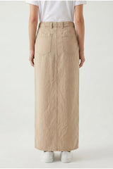 Brunello Cucinelli Women's Beige Linen Cotton Slit Skirt