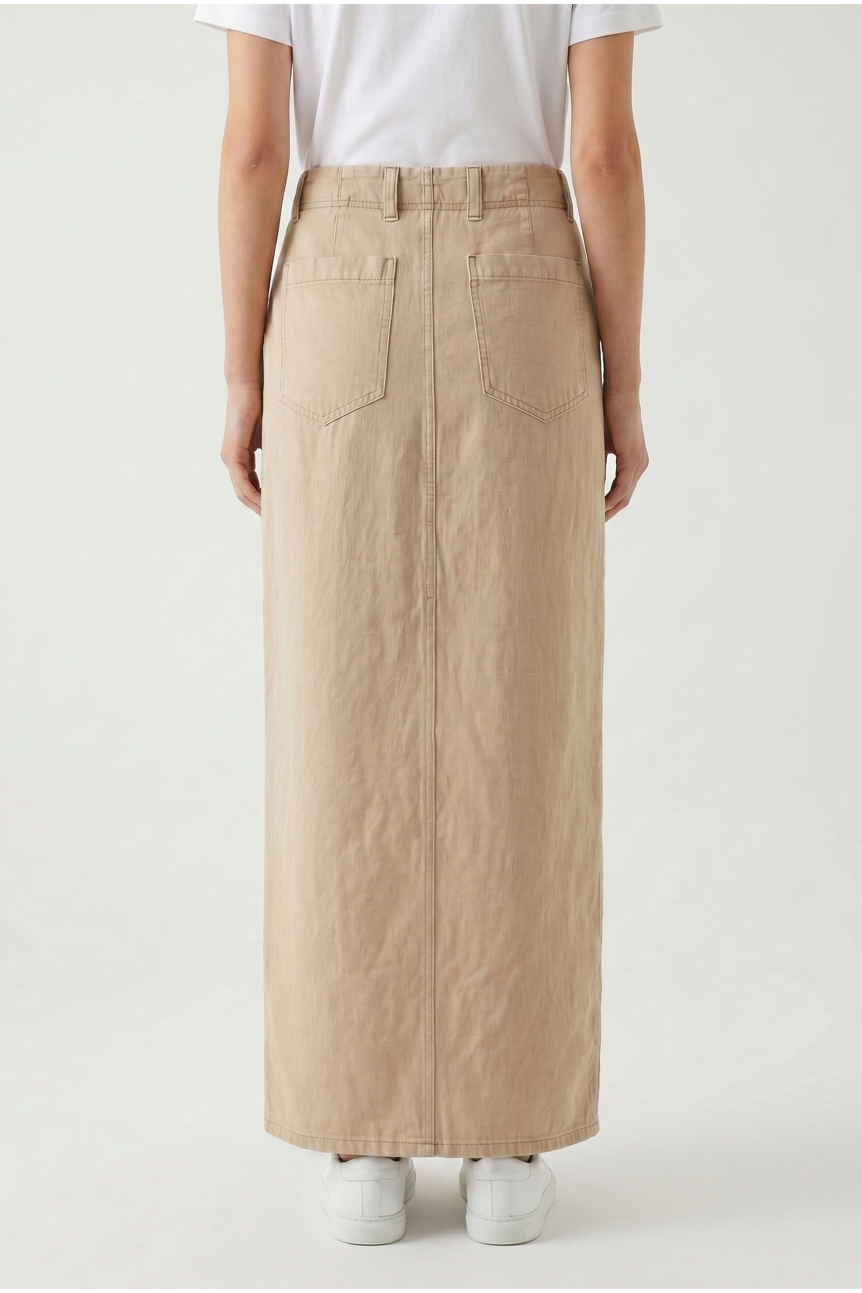 Brunello Cucinelli Women's Beige Linen Cotton Slit Skirt