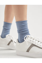 Brunello Cucinelli Women's Light Blue Wool Blend Socks