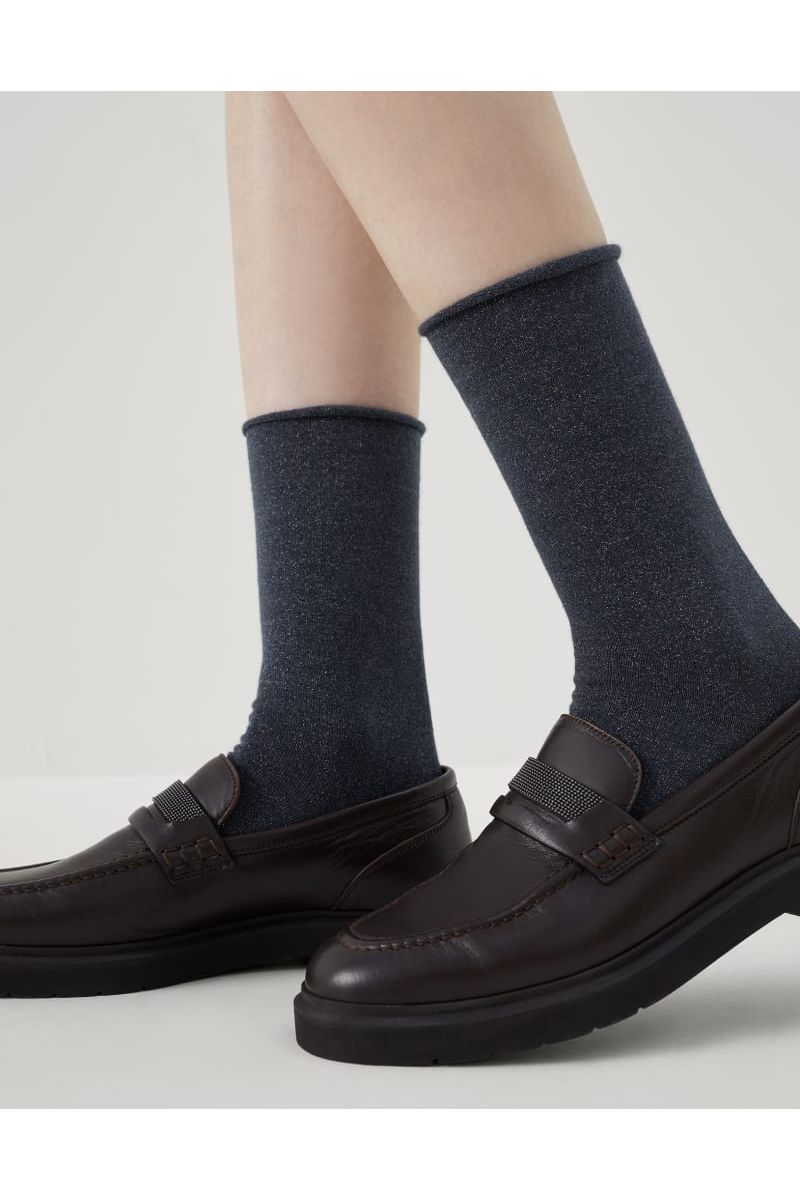 Brunello Cucinelli Women's Dark Blue Wool Blend Socks