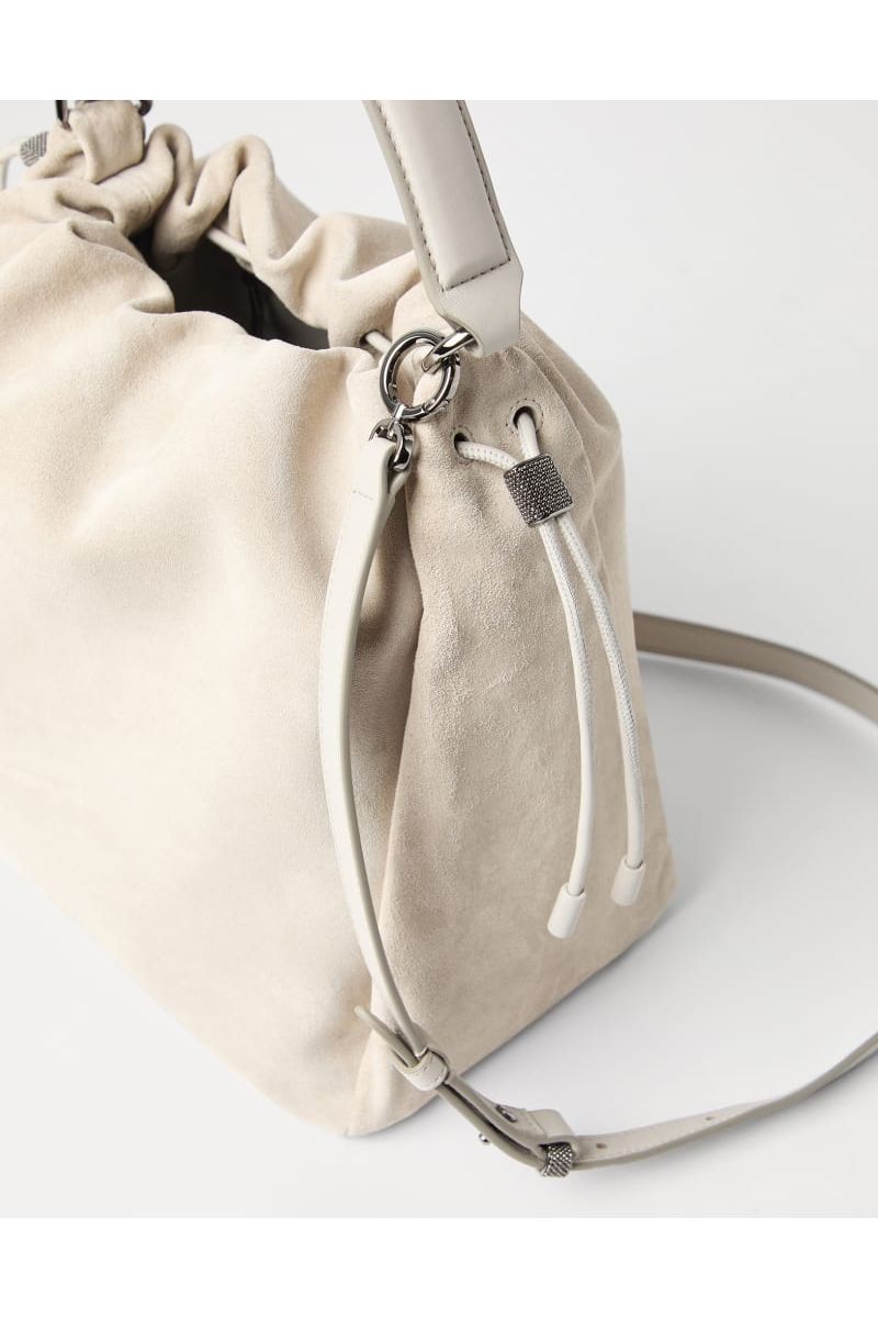 Brunello Cucinelli Women's Light Beige Suede Bag