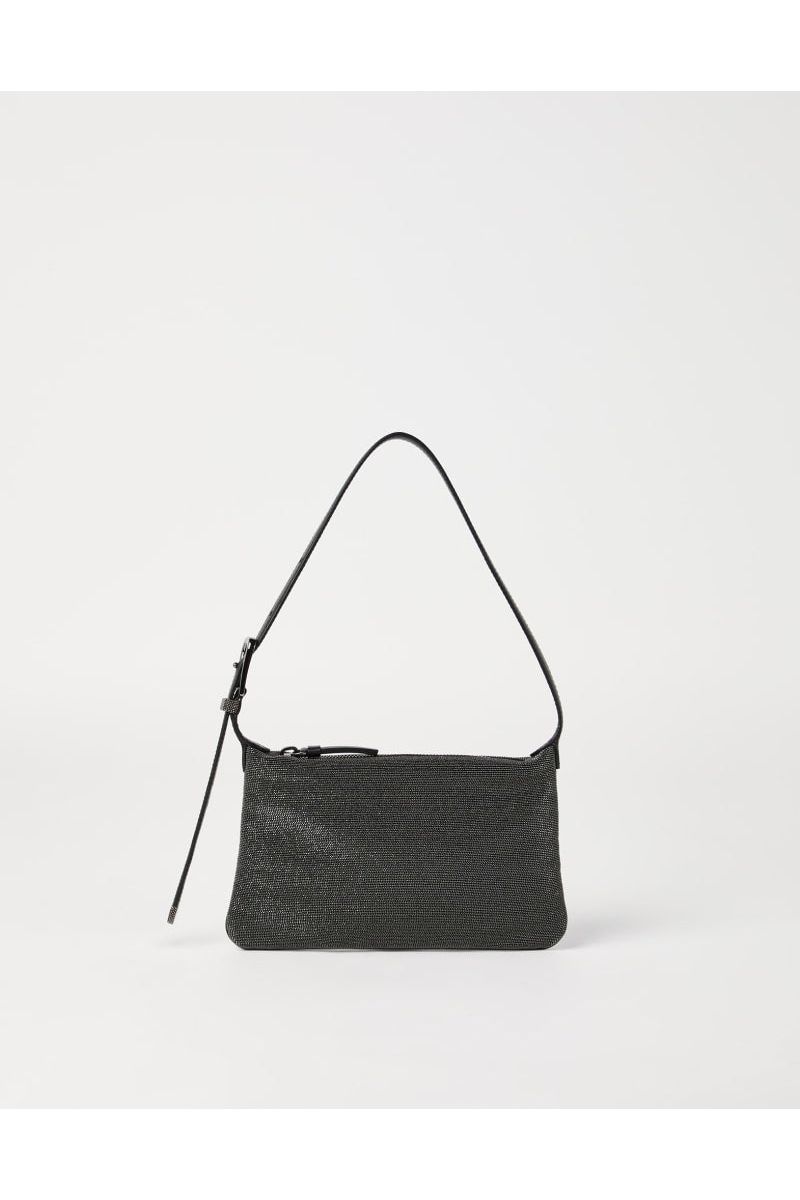 Women's Black Textured Shoulder Bag