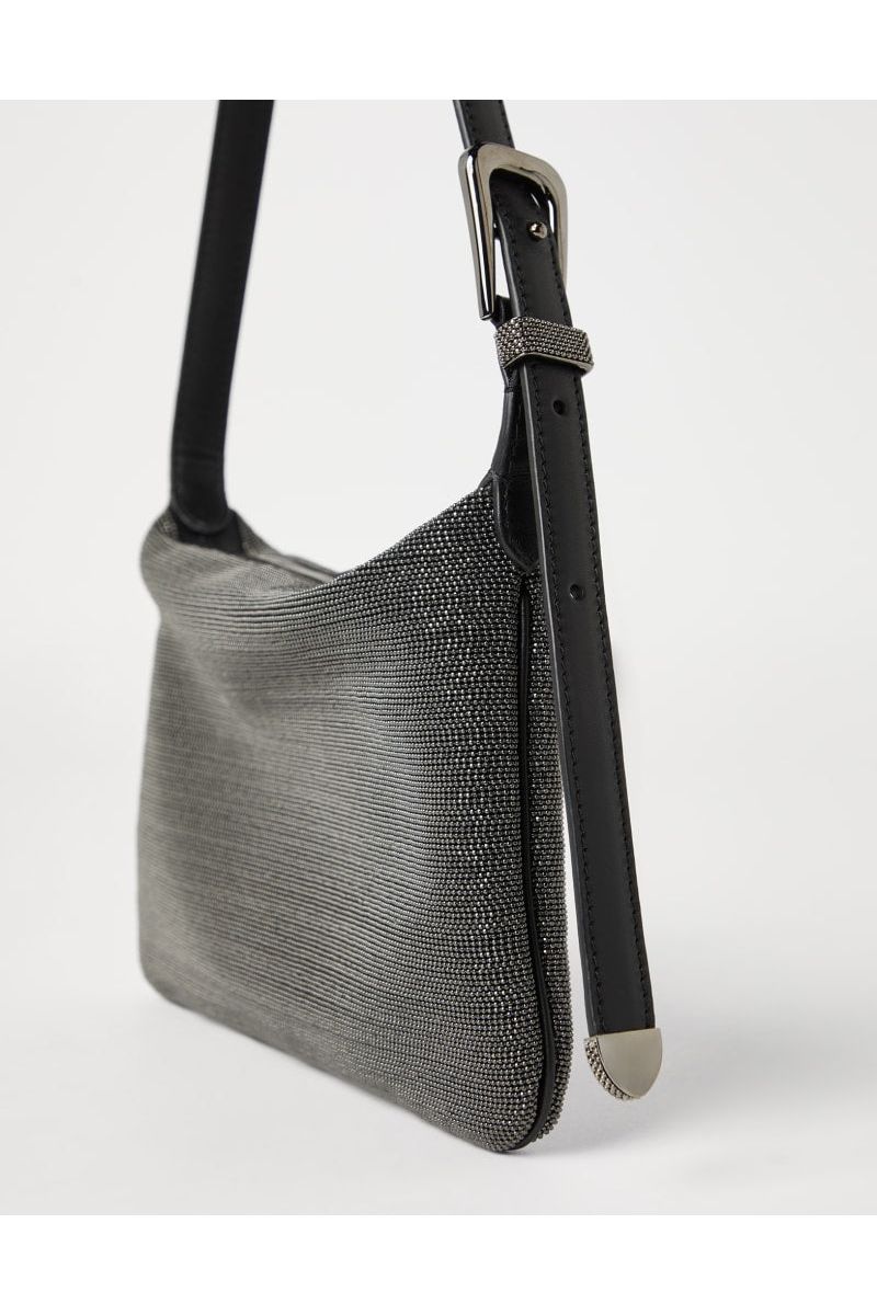 Women's Black Textured Shoulder Bag