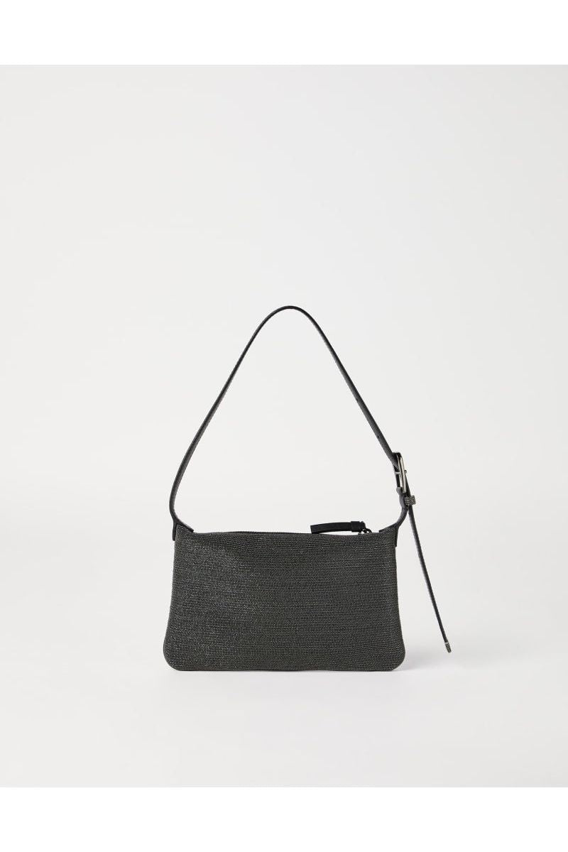Women's Black Textured Shoulder Bag