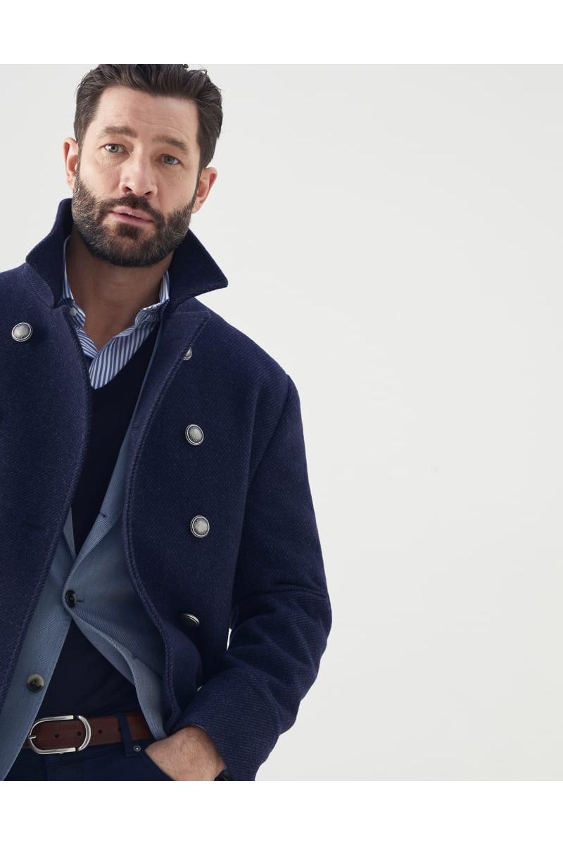 Brunello Cucinelli Men's Denim Wool Double Breasted Jacket